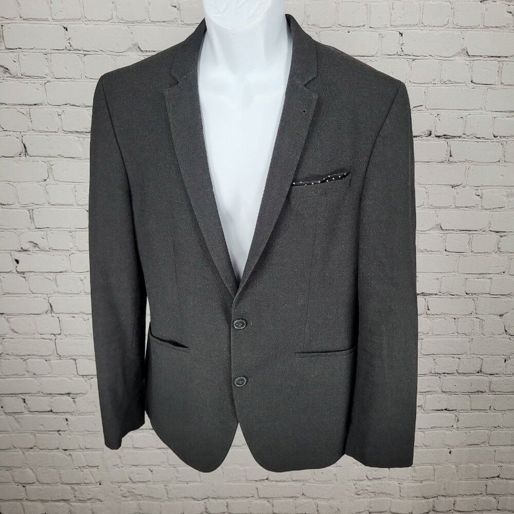 ASOS Grey Slim Fit 2 Button Vented Notch Stretch Blazer Sport Coat 42S *tear